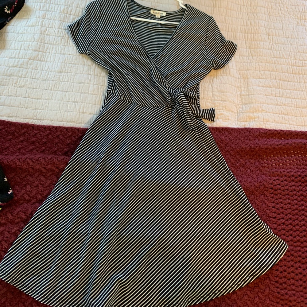 Small black and white wrap dress